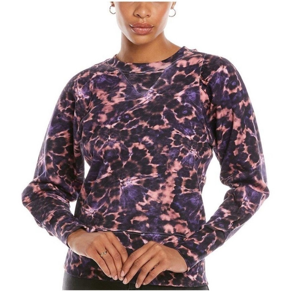 Marie Oliver Gracen Pullover Tie-Dye Ruffle Shoulder Crew Neck Sweatshirt